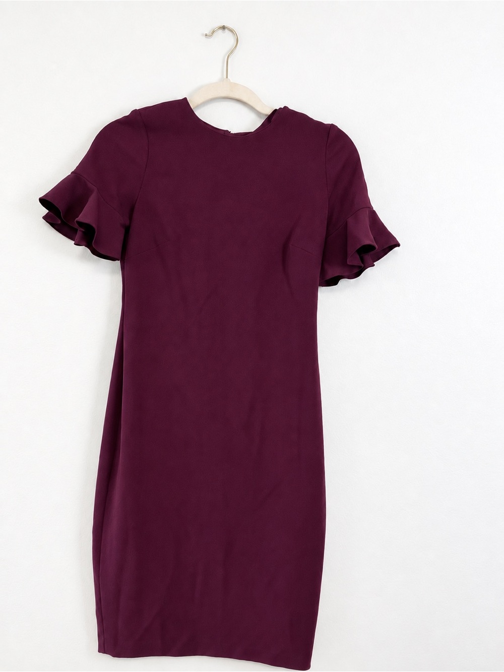 Calvin Klein Plum Flutter Sleeve Sheath Dress Size 2